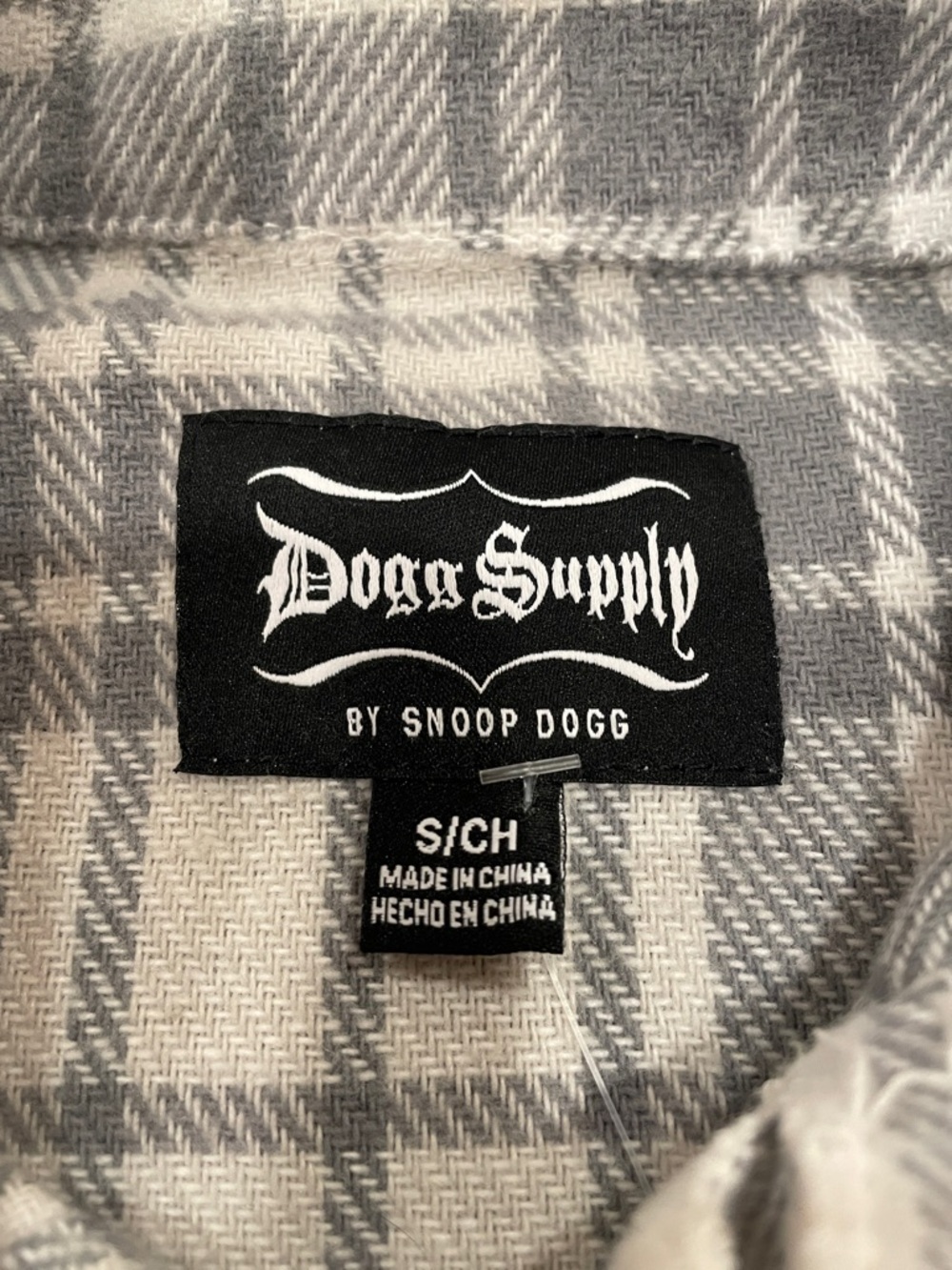 Dogg Supply Gray Plaid Button-Down Casual Flannel Shirt